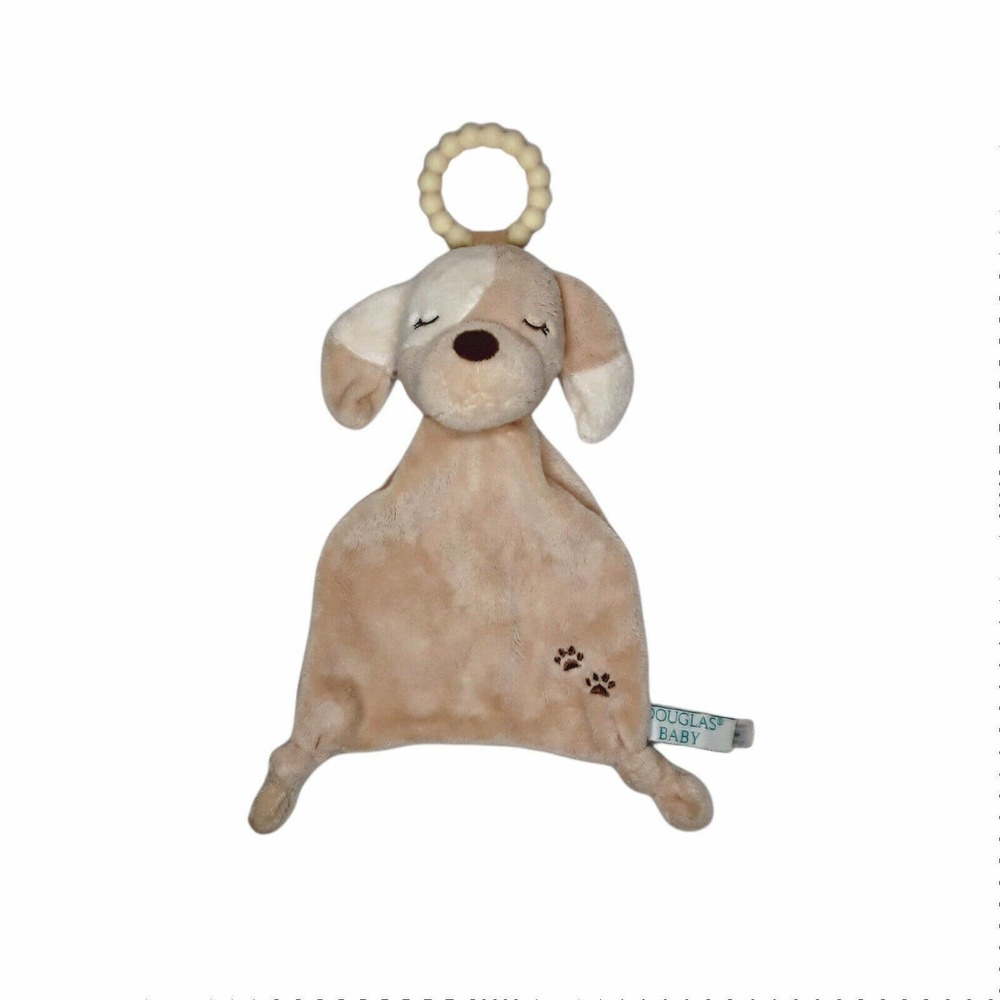 Douglas Baby Tan Sleeping Puppy Dog Plush Baby Security Blanket Teether Lovey
